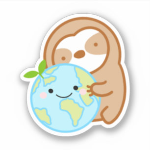 Sticker Paresseux mignon de la planète Terre