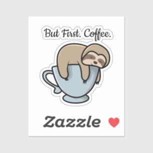 Sticker Paresseux mignon dormant sur la tasse de café Cita