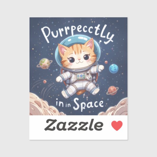 Sticker Parfaitement dans l'astronaute de chat spatial Cut (Feuille)