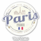 Sticker Paris Capitale France Tour Eiffel Souvenir Vintage (Devant)