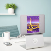 Sticker Paris sous un ciel étoilé violet (Ordinateur portable sur le bureau)