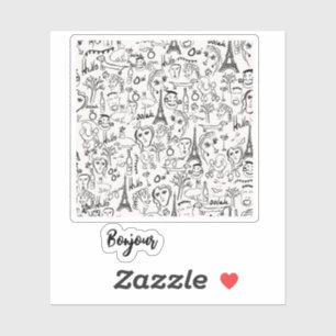 Sticker Paris Street Scene Bonjour par © Cathy Thompson