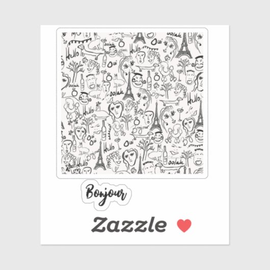 Sticker Paris Street Scene Bonjour par © Cathy Thompson (Feuille)