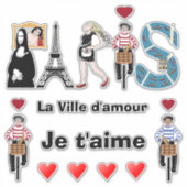 Sticker Paris ville de l'amour Je vous aime (Devant)