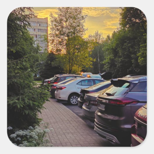 Sticker Parking Sunset Calm - Personnalisable (Devant)