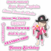 Sticker parler comme une fille Pirate Capitaine (Devant)