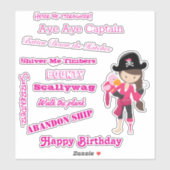 Sticker parler comme une fille Pirate Capitaine (Feuille)