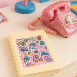 Sticker Parler Cool rétro Ne pas envoyer de texte rose