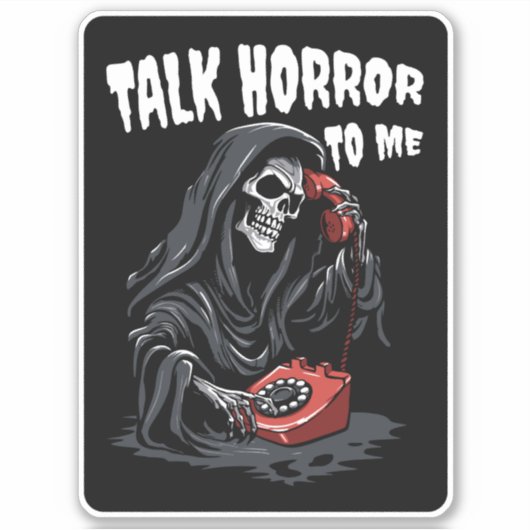 STICKER PARLER HORREUR À MOI GRIM REAPER TÉLÉPHONE ROUGE (Devant)