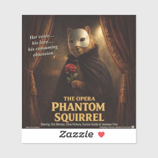 Sticker Parodie de l'Opéra Fantôme Écureuil (Feuille)