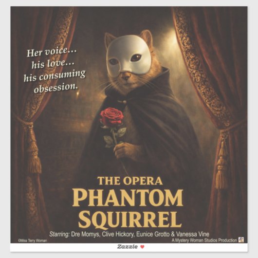 Sticker Parodie de l'Opéra Fantôme Écureuil (Feuille)