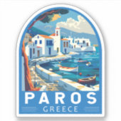 Sticker Paros Grèce Travel Art Vintage (Devant)