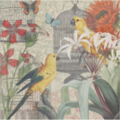 Sticker Parrot Jaune Tropical Antique Fleur (Devant)