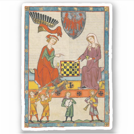 Sticker Partie d'échecs Codex Manesse XIVe siècle (Devant)