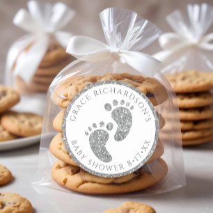 Sticker Parties scintillant Argent Baby shower Pie