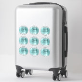 Sticker Parties scintillant Argent & Turquoise Cercle 40e  (Sur valise)