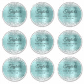 Sticker Parties scintillant Argent & Turquoise Cercle 40e  (Devant)