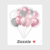 Sticker Parties scintillant Balloon Bunch rose et argent (Feuille)