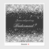 Sticker Parties scintillant d'argent Black Bridesmaid Prop (Feuille)
