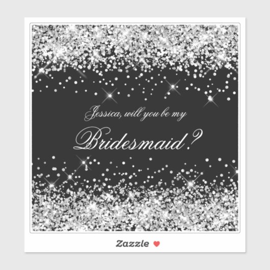 Sticker Parties scintillant d'argent Black Bridesmaid Prop (Feuille)