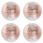 Sticker Parties scintillant d'argent Rose or 6" Cercles 40 (Devant)