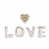 Sticker Parties scintillant d'or Coeur d'amour rose (Devant)