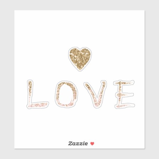 Sticker Parties scintillant d'or Coeur d'amour rose (Feuille)