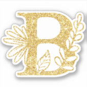 Sticker Parties scintillant d'or Monogramme initial B Flor (Devant)