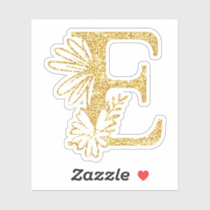 Sticker Parties scintillant d'or Monogramme initial E Flor
