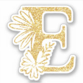 Sticker Parties scintillant d'or Monogramme initial E Flor (Devant)