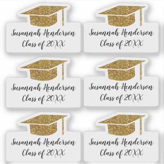 Sticker Parties scintillant d'or Nom du Casquette de grade (Devant)