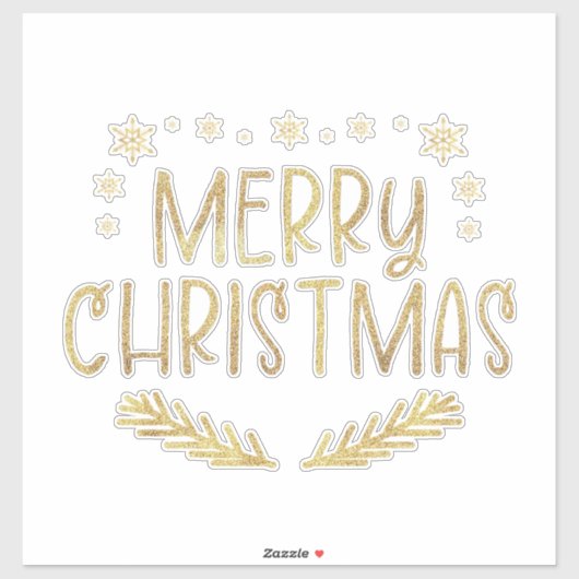 Sticker Parties scintillant d'or Snowflake Joyeux Noël Arb (Feuille)