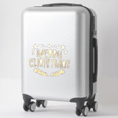 Sticker Parties scintillant d'or Snowflake Joyeux Noël Arb (Sur valise)