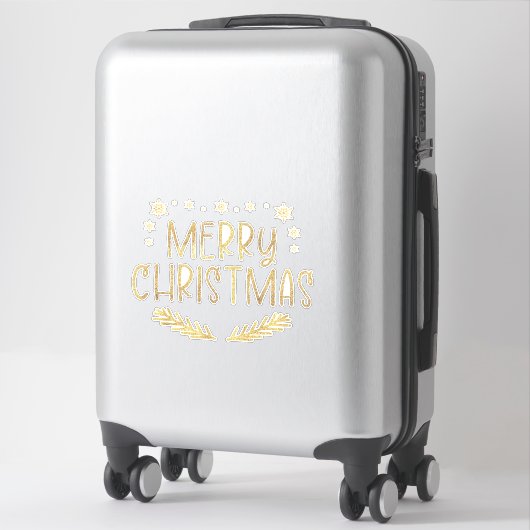 Sticker Parties scintillant d'or Snowflake Joyeux Noël Arb (Sur valise)