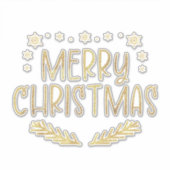 Sticker Parties scintillant d'or Snowflake Joyeux Noël Arb (Devant)