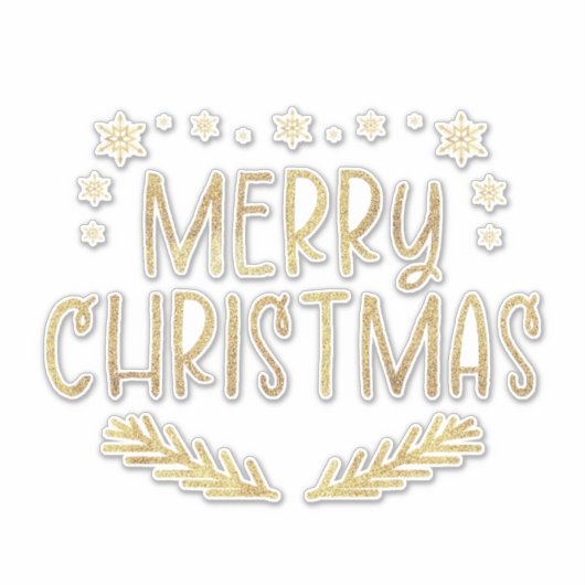 Sticker Parties scintillant d'or Snowflake Joyeux Noël Arb (Devant)