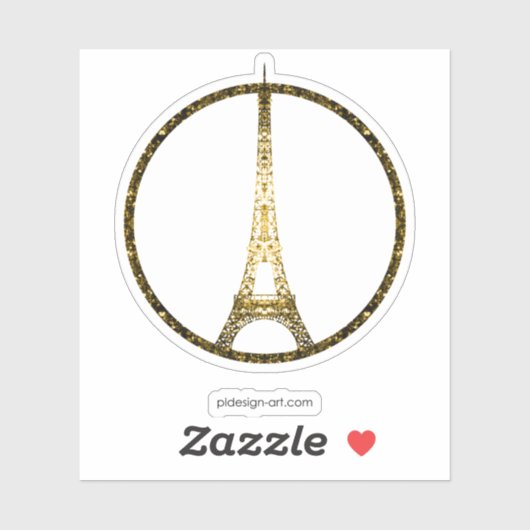 Sticker Parties scintillant d'or Tour Eiffel scintille (Feuille)