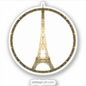 Sticker Parties scintillant d'or Tour Eiffel scintille (Devant)
