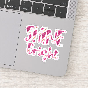 Sticker Parties scintillant Faux rose vif rayé