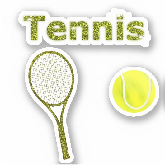 Sticker Parties scintillant & Glam Tennis Racket et Ball S (Devant)