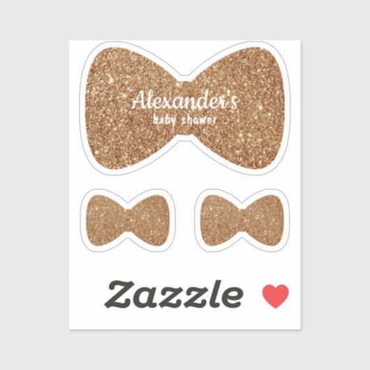 Sticker Parties scintillant or Boy Cravate Bow Baby shower (Feuille)