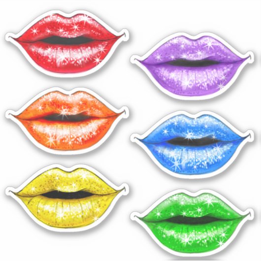 Sticker Parties scintillant Rainbow Love Lips (Devant)
