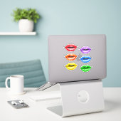 Sticker Parties scintillant Rainbow Love Lips (Ordinateur portable sur le bureau)