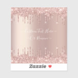 Sticker Parties scintillant rose Gold Blush Éclats Texte p<br><div class="desc">Rose Gold Blush Parties scintillant Sparkle Drips Custom Text Pink Modern - Ajouter votre texte unique ou supprimer du texte - Faire votre cadeau spécial - Redimensionner et déplacer ou supprimer et ajouter du texte / des éléments avec outil de personnalisation. Conception par MIGNED. Veuillez voir mes autres projets. Vous...</div>