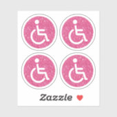 Sticker Parties scintillant rose handicapé symbole handica (Feuille)