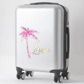 Sticker Parties scintillant rose Palm Tree Gold Love (Sur valise)