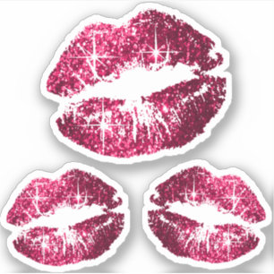 Sticker Parties scintillant roses chaudes - Kiss-Cut