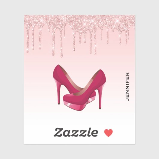Sticker Parties scintillant roses modernes et talons hauts (Feuille)