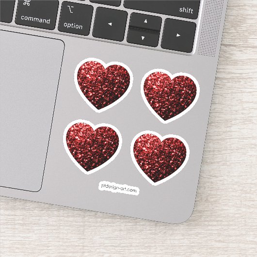 Sticker Parties scintillant rouge flamme Coeurs (Détail)