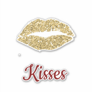 Sticker Parties scintillant rouge or lèvres Flirty Kiss